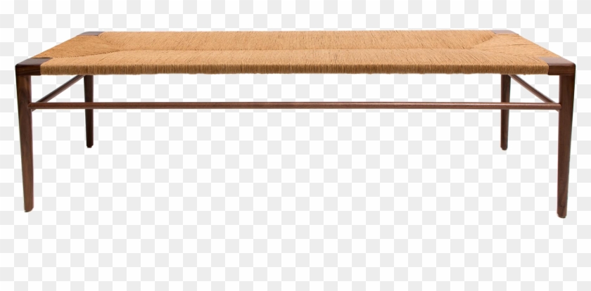 Woven Rush Bench - Mid Century Modern Wood Bench Clipart
