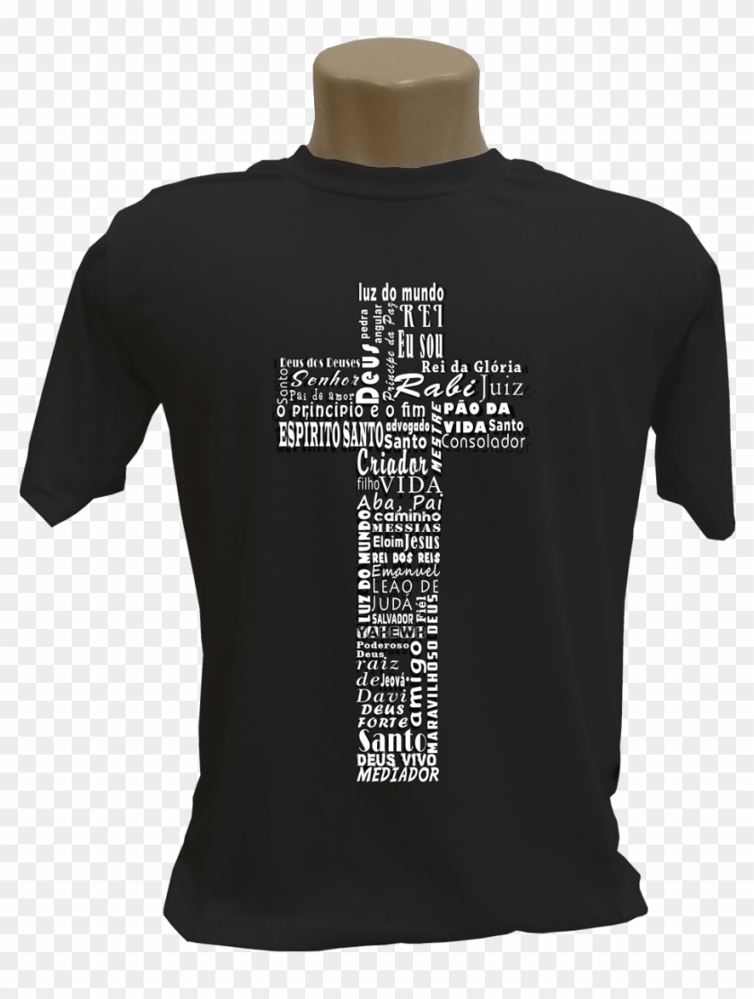 Camiseta Cruz Com Nomes Que Revelam Jesus Cristo - Camiseta Cruz Clipart