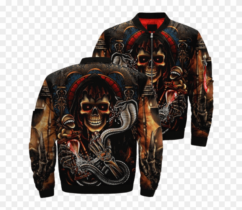 Com Skull And Poisonous Snake Over Print Jacket %tag - Jacket Clipart #3938095