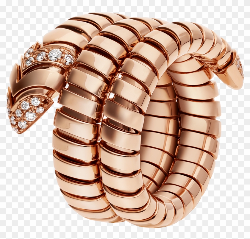 Serpenti Tubogas Double Spiral Ring In 18 Kt Rose Gold, - Bvlgari Serpenti Ring Clipart #3938178