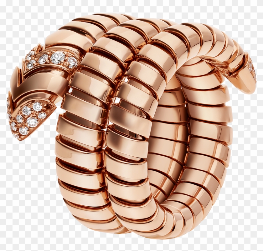 Serpenti Tubogas Double Spiral Ring In 18 Kt Rose Gold, - Bvlgari Serpenti Ring Clipart
