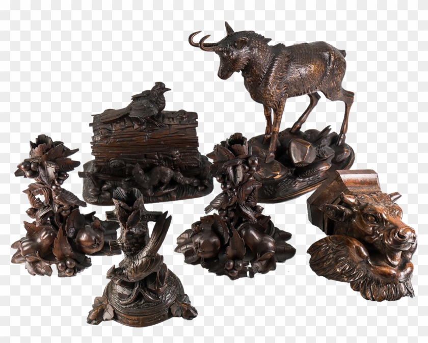 Antique H C Black Forest Animalier Sculpture, Carving - Statue Clipart