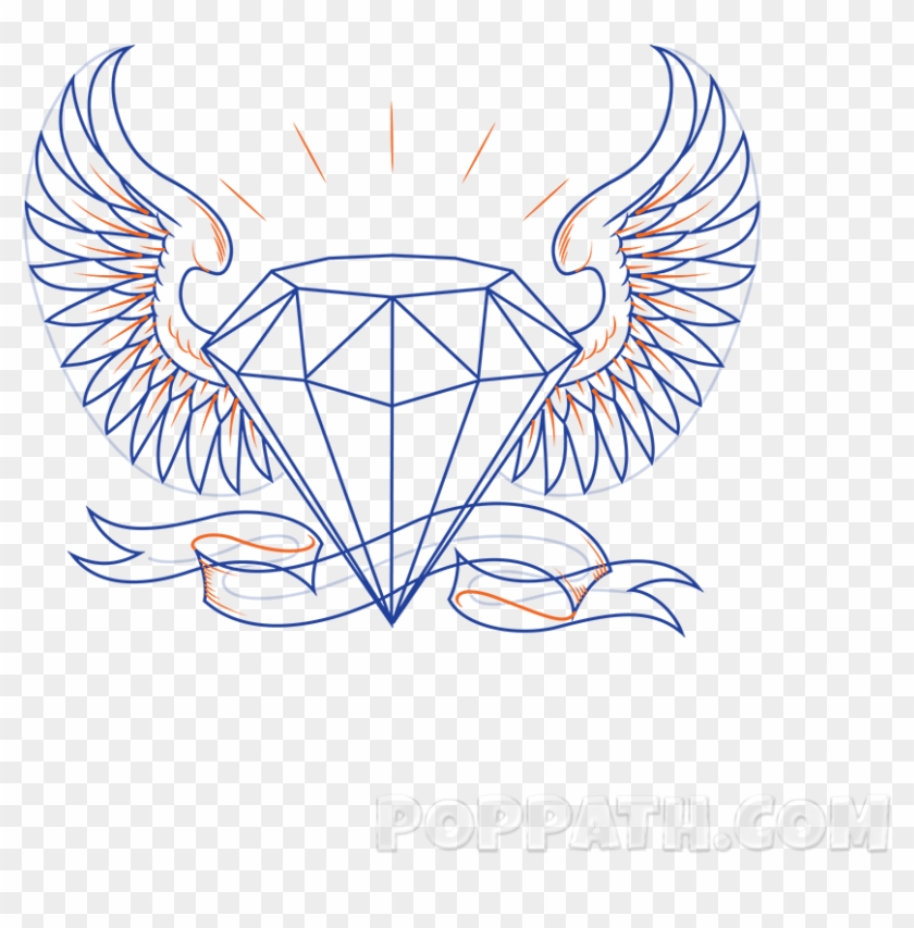 Drawn Diamonds Transparent - Draw A Diamond Tattoo Clipart #3939818