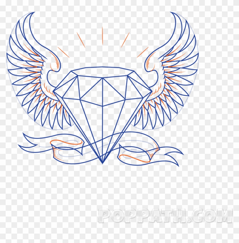 Drawn Diamonds Transparent - Draw A Diamond Tattoo Clipart