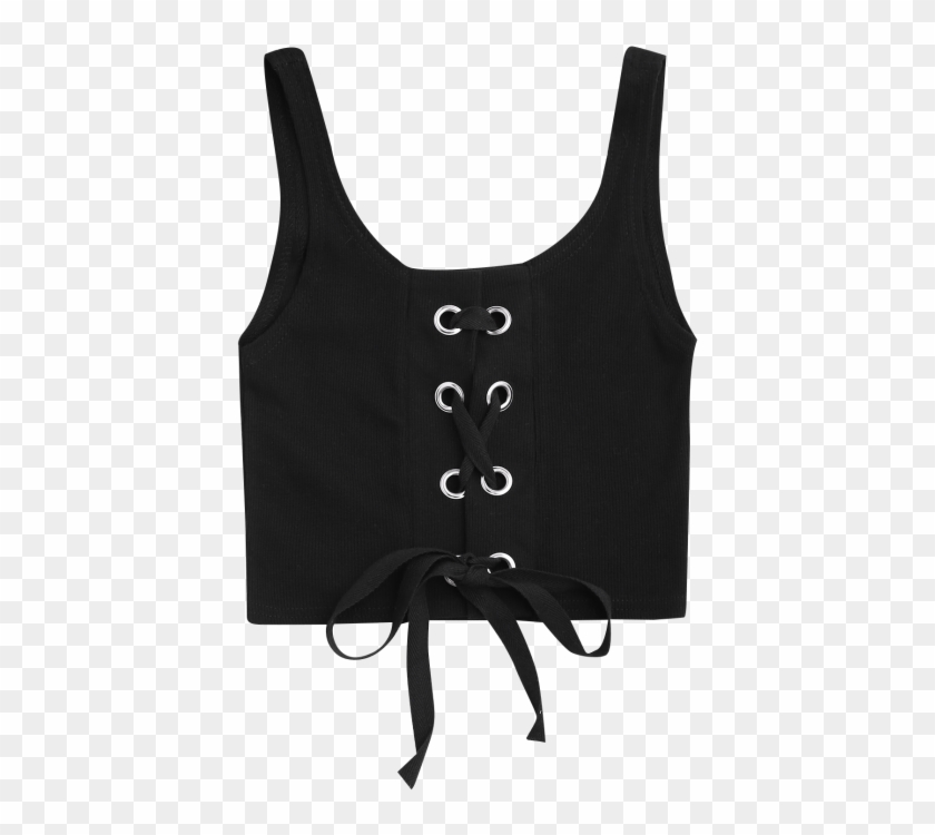 Ribbed Texture Lace Up Crop Top - Active Tank Clipart