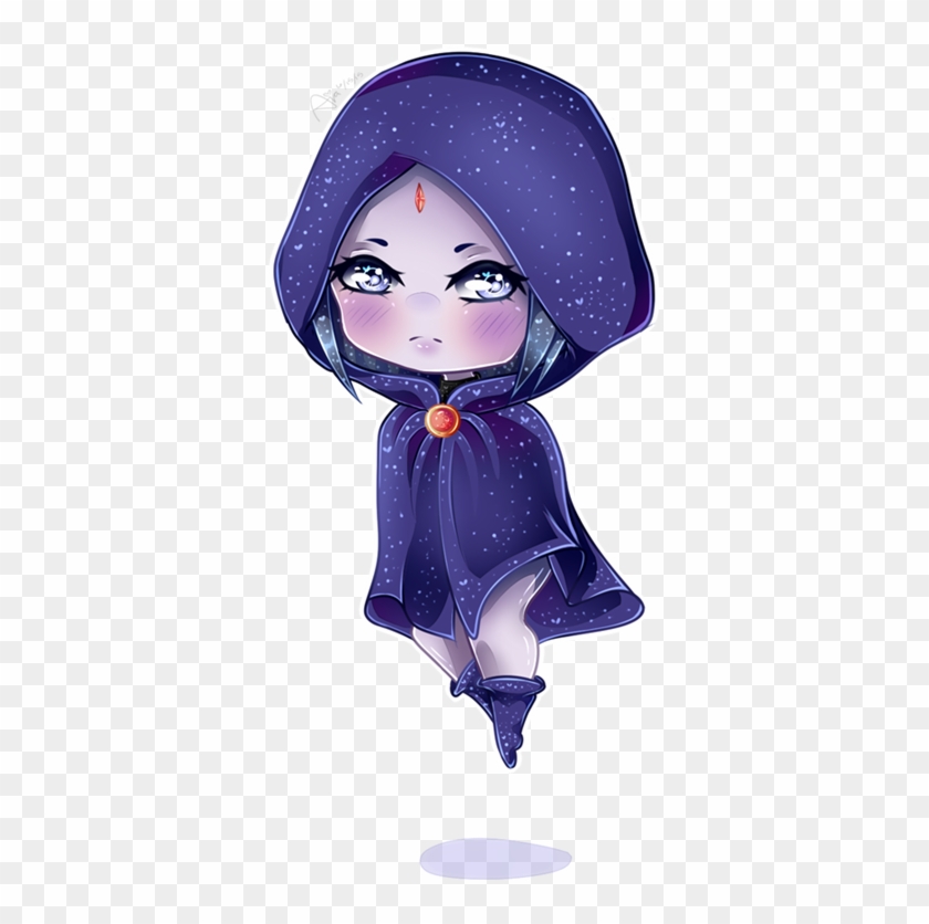 Raven Starfire Robin Blue Violet Purple Cartoon Fictional - Raven Chibi Clipart