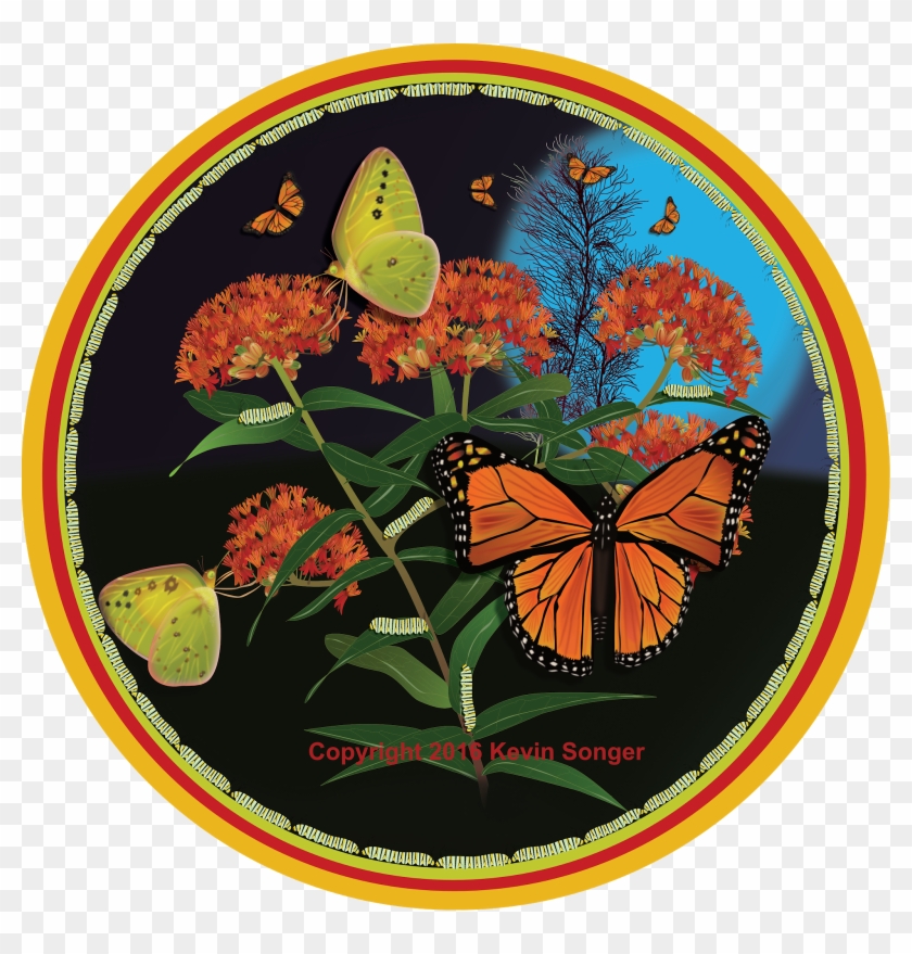 Florida Nature Art, Monarch And Milkweed - Sault Ste Marie Greyhounds Clipart