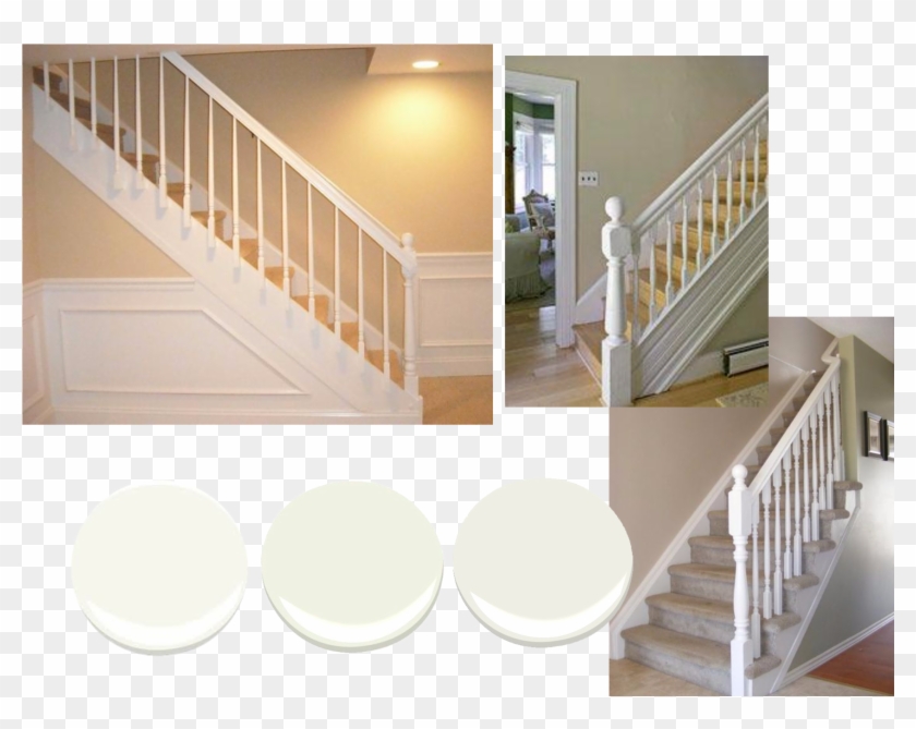I Have An 80s Oak Railing That Goes Wraps Around The - Basement Stairs Handrail Balusters Clipart #3941197