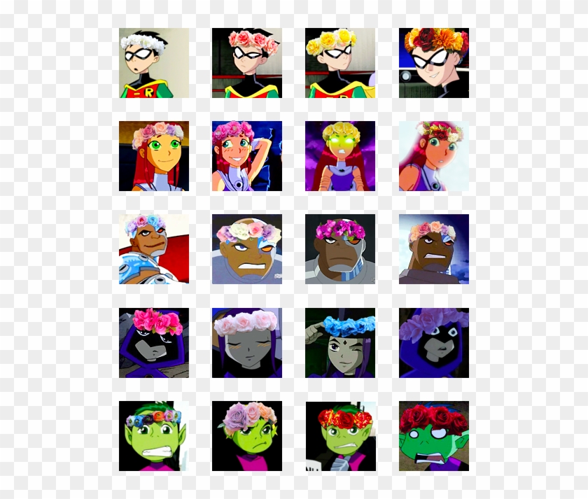 Teen Titans Flower Crowns Icons Download✿ - Cartoon Clipart #3941240