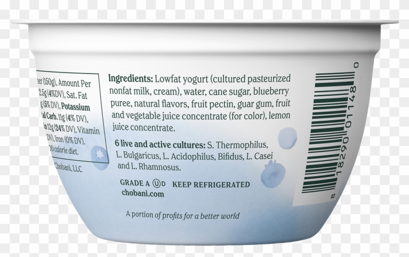 Chobani, Less Sugar Greek Wild Blueberry Low Fat Greek - Chobani Yogurt Less Sugar Nutrition Facts Clipart #3941540