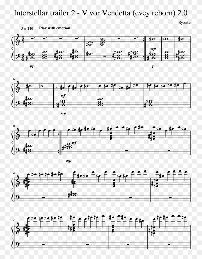 Interstellar Trailer - Sheet Music Clipart