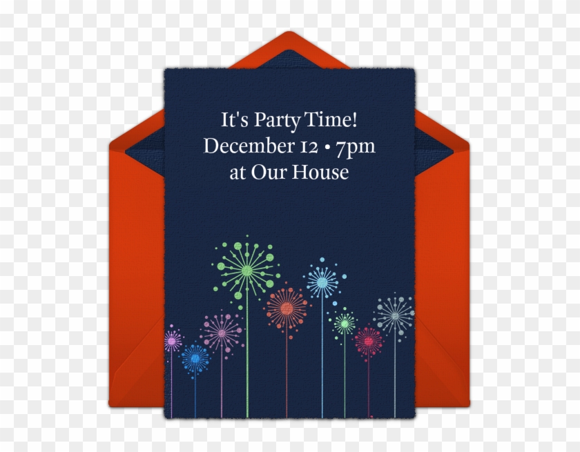 Colorful Fireworks Online Invitation - Greeting Card Clipart