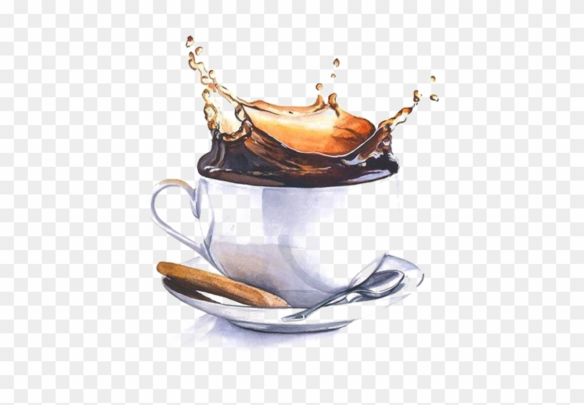 Teacup Drawing Still Life - Watercolor Coffee Art Drawing Clipart
