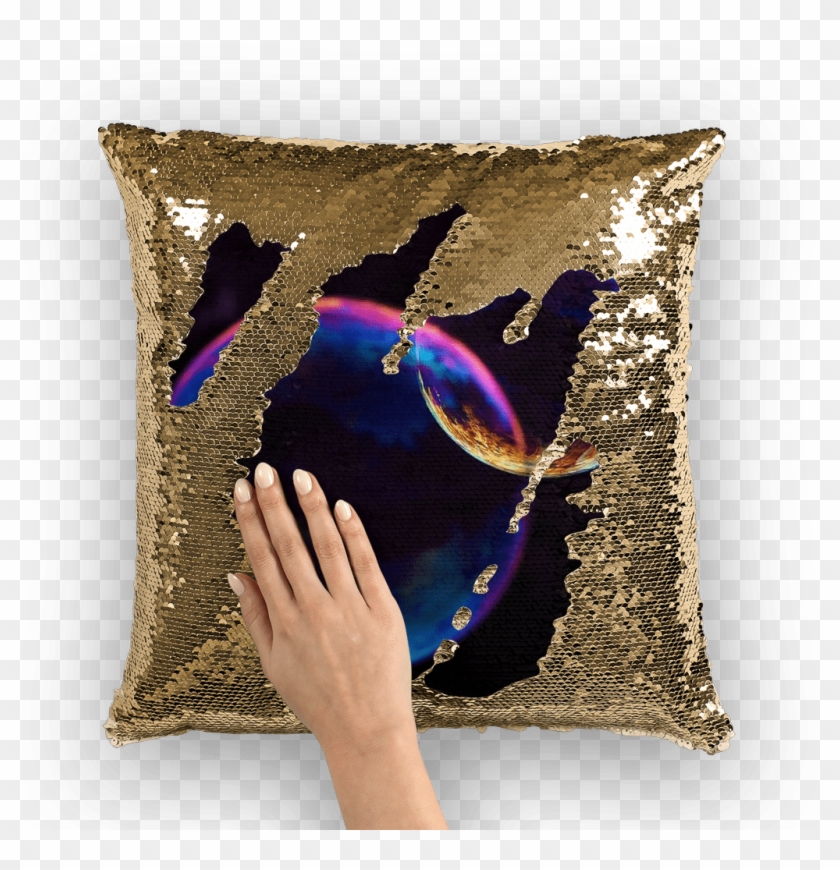 It Homeware Gold / White Overall Print Mermaid Sequin - Nicolas Cage Sequin Pillow Clipart #3943930