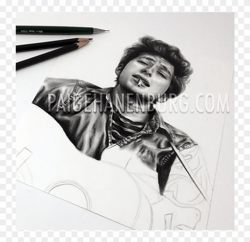 In Progress Pencil Portrait Drawing Of Bob Dylan By - Sketch Clipart #3944115