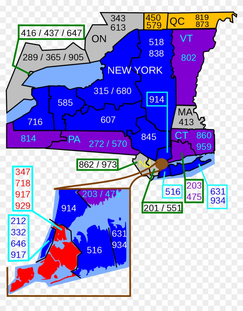 Area Codes 718, 347, And - New York Area Codes Clipart