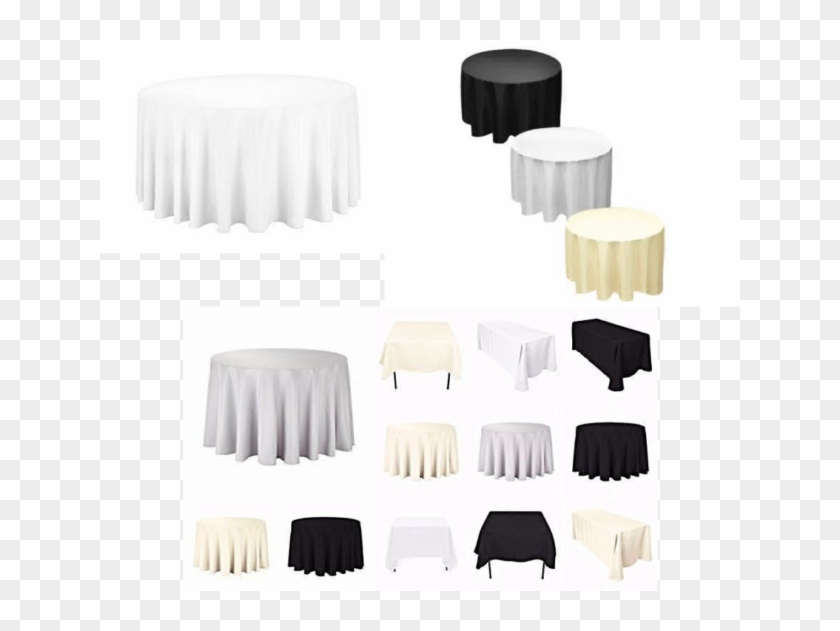 White Cotton Polyester Round Table Cloth Cover For - Coffee Table Clipart