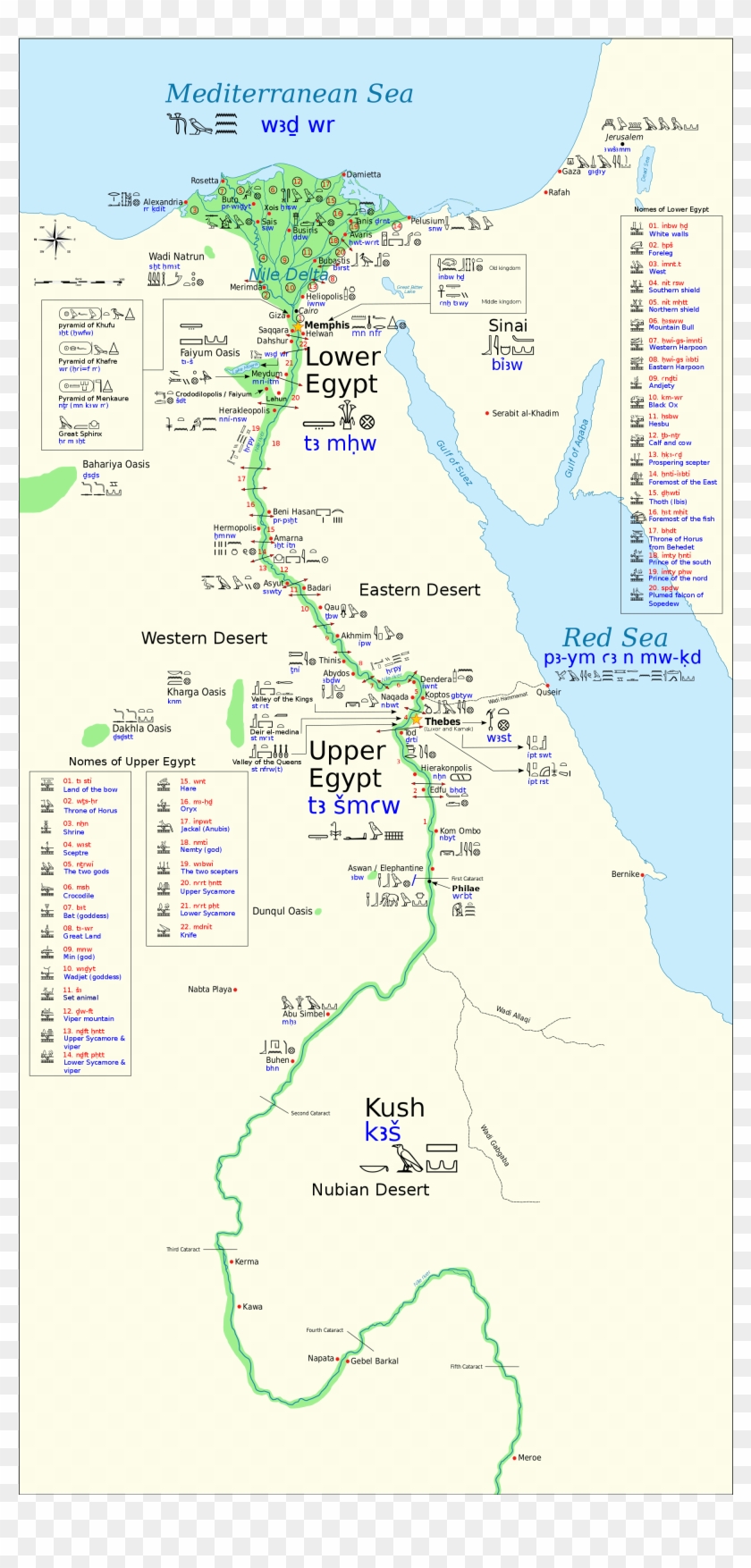 List Of Ancient Egyptian Towns And Cities - Ancient Egypt Big Map Clipart
