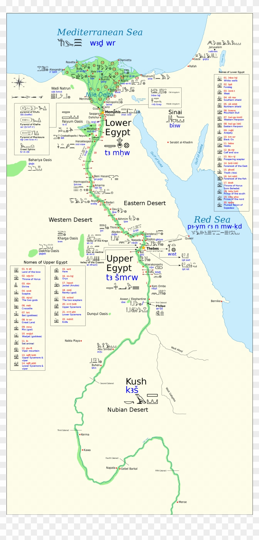 List Of Ancient Egyptian Towns And Cities - Ancient Egypt Big Map Clipart #3948049