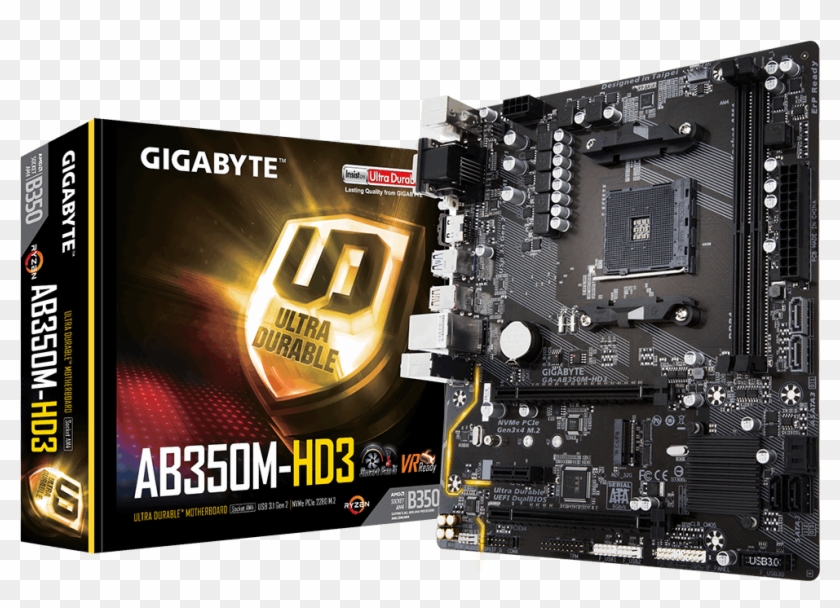 Supports Amd Ryzen™ 2nd Generation/ Ryzen™ With Radeon™ - Gigabyte Ab350m Hd3 Motherboard Clipart