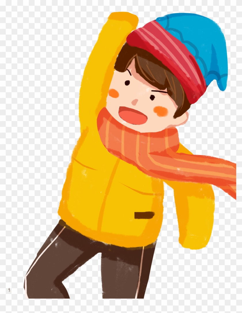 Color Winter Character Boy Png And Psd - Cartoon Clipart