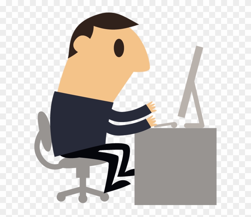 Cartoon Picture Of Computer - Cartoon Man At Computer Clipart
