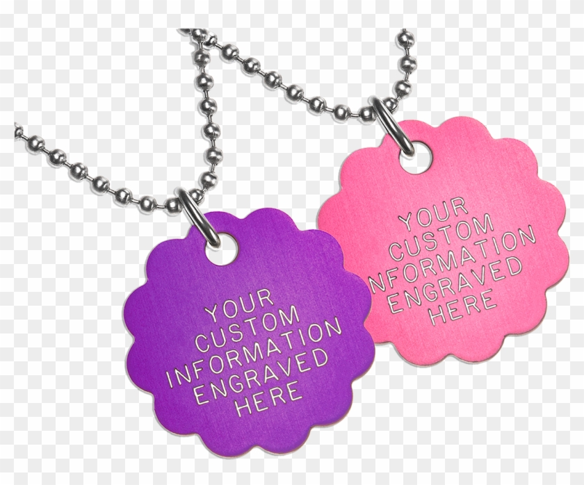 Large Flower Shaped Aluminum Id Tag Necklace Clipart #3950676
