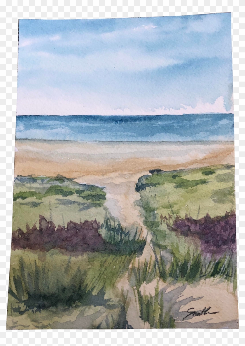 “path To The Beach” Original Seascape Watercolor Painting - Painting Clipart