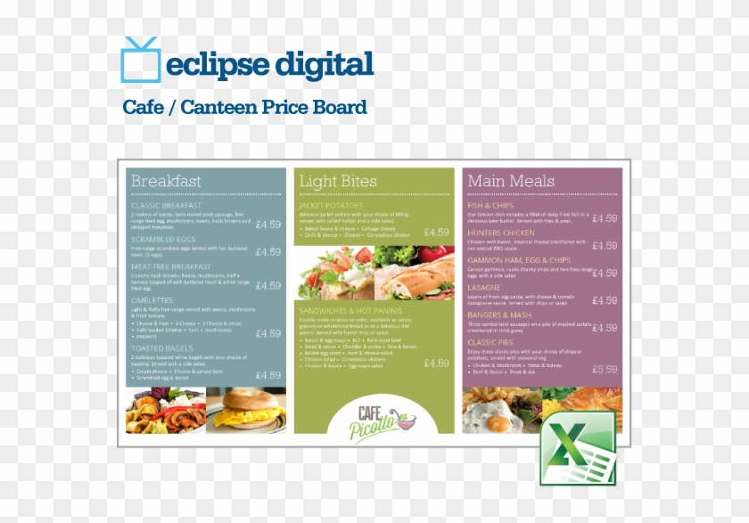 Digital Menu Board Templates 260361 - Microsoft Excel Clipart