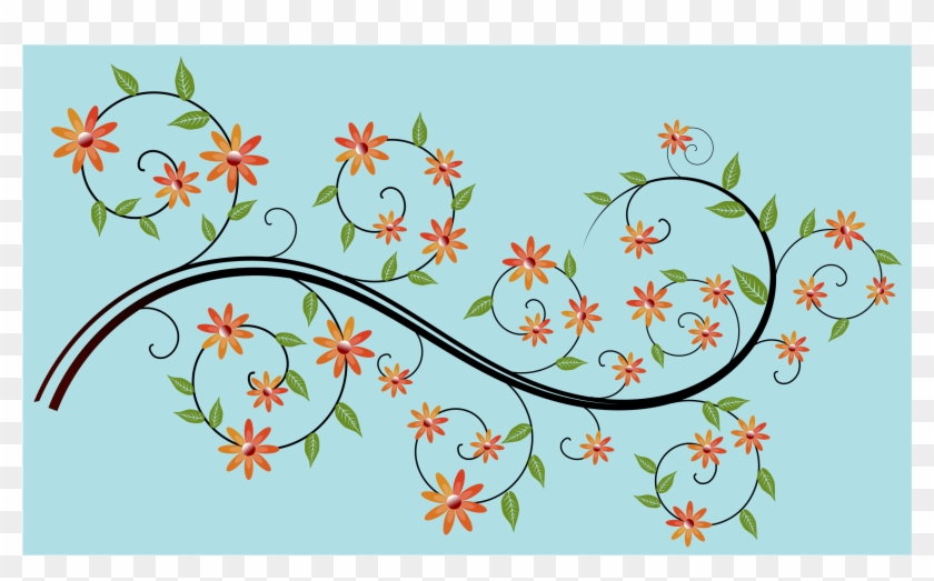 Floral Design Line Art Watercolor Painting Computer - Flower Branch Clipart - Png Download