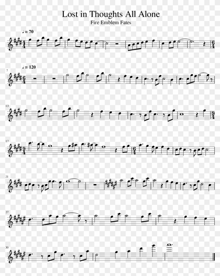 That One Song From Fire Emblem Fates That People Seem - Lost In Thoughts All Alone Flute Notes Clipart