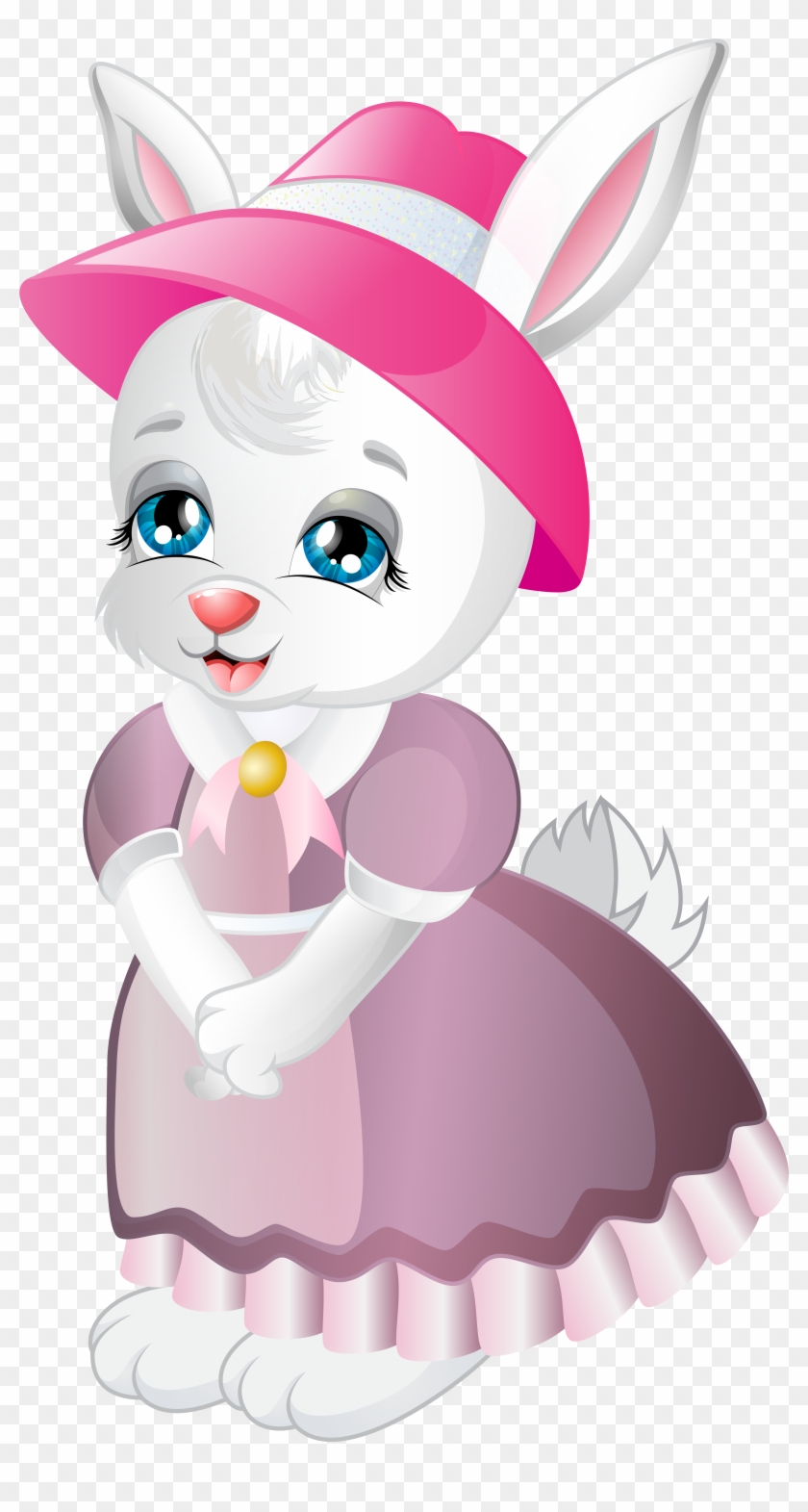 Cute Bunny With Dress Cartoon Png Image - Cartoon Clipart