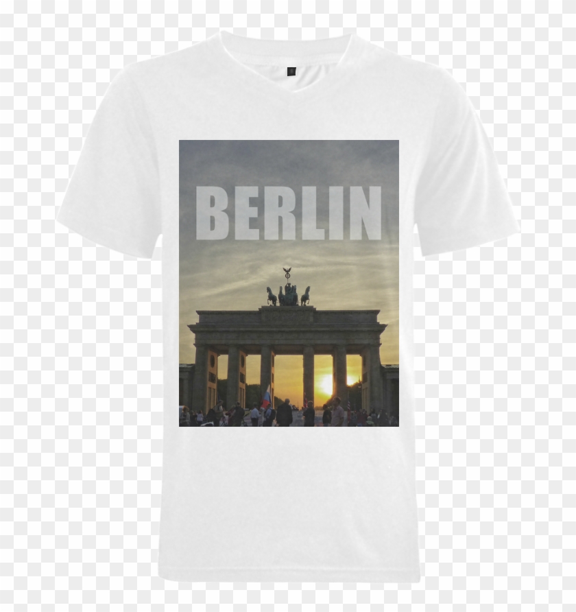Berlin Brandenburg Gate Sunset Men's V Neck T Shirt - Assault Rifle Clipart #3952768