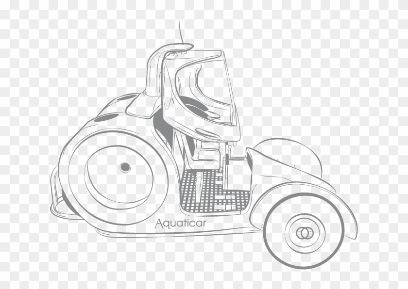 Proprietary Submersible Car With Bubble Engine Propulsion - Line Art Clipart