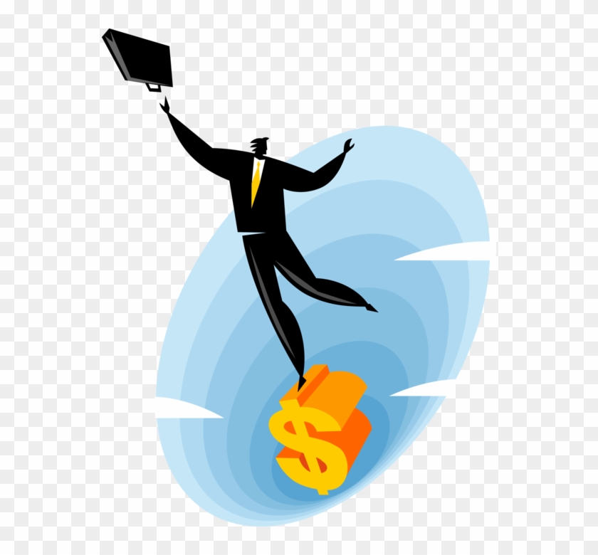 Vector Illustration Of Successful Businessman Stands - Illustration Clipart