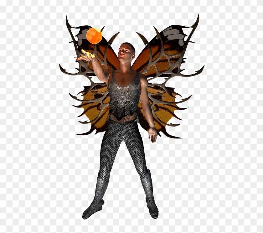 Elf Man Knight Butterfly Mystical Fantasy - Fantasia De Borboleta Para Homem Clipart #3955226