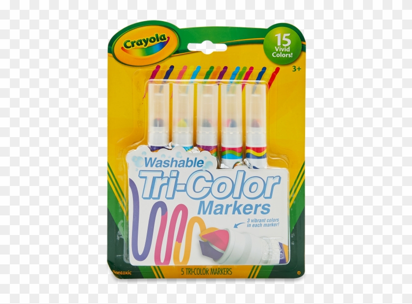 Washable Tri-color Markers - Tri Color Markers Crayola Clipart #3956323