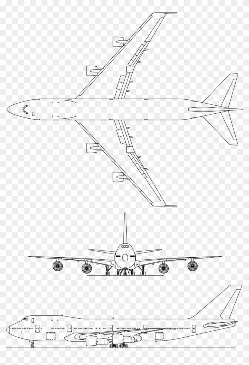 Boeing 747 100 3 View - Boeing 747 Sketch Wings Clipart