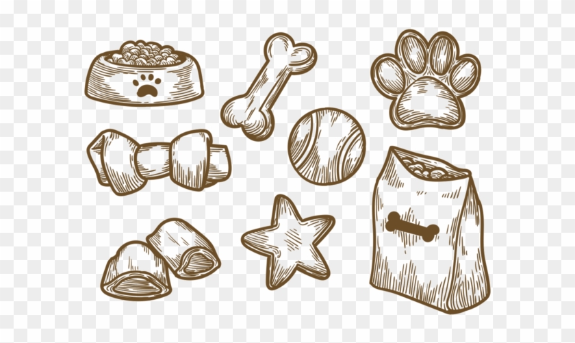 Dog Biscuit Icons Vector - ภาพ วาด อาหาร สุนัข Clipart #3957385