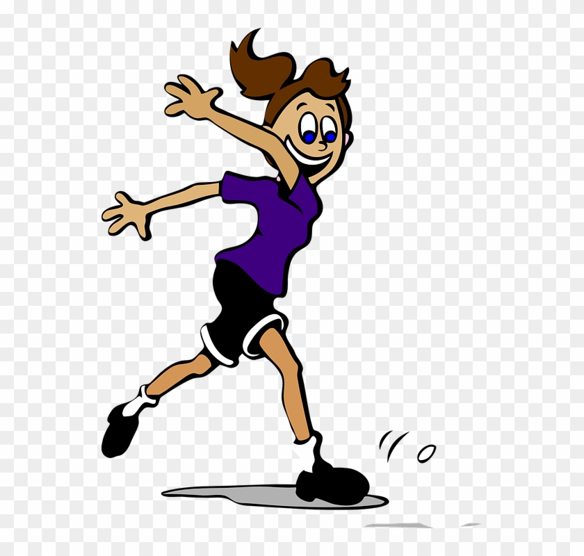 Soccer Girl Play Run Enthusiasm Purple Happy Kid - Football Player Girl Cartoon Clipart #3958777