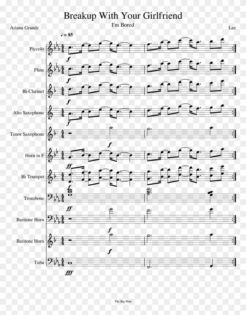 Breakup With Your Girlfriend Sheet Music For Flute, - Mo Bamba Violin Sheet Music Clipart #3959505
