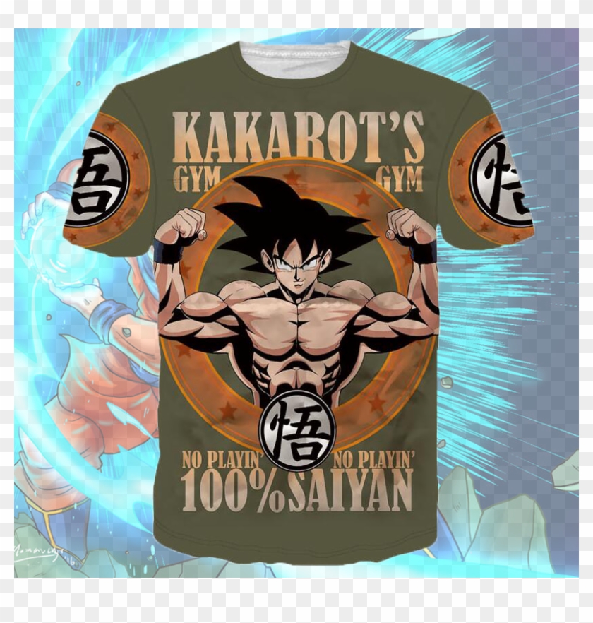 Kakarot' Gym Playin 100 Saiyan T-shirt - Fitness Dragon Ball Clipart #3959610