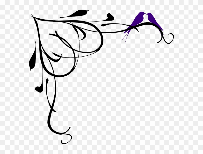 Black Scroll Border Clip Art - Clip Art Love Birds - Png Download
