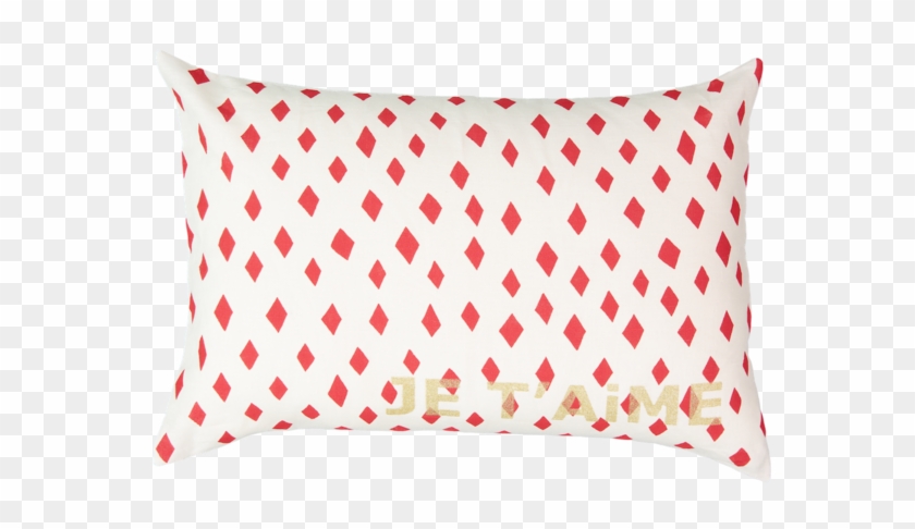 Je T'aime Carte Cushion With Red Diamond In Milky White - Cushion Clipart #3962005