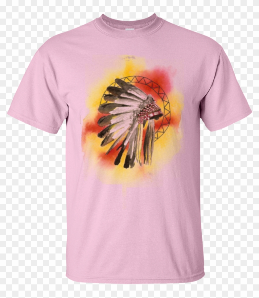 Watercolor Native American Headdress T Shirt Gildan - T-shirt Clipart