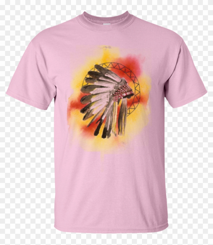 Watercolor Native American Headdress T Shirt Gildan - T-shirt Clipart #3962866