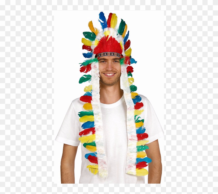 Indian Chief Long Feather Headdress Native American - Costume Hat Clipart