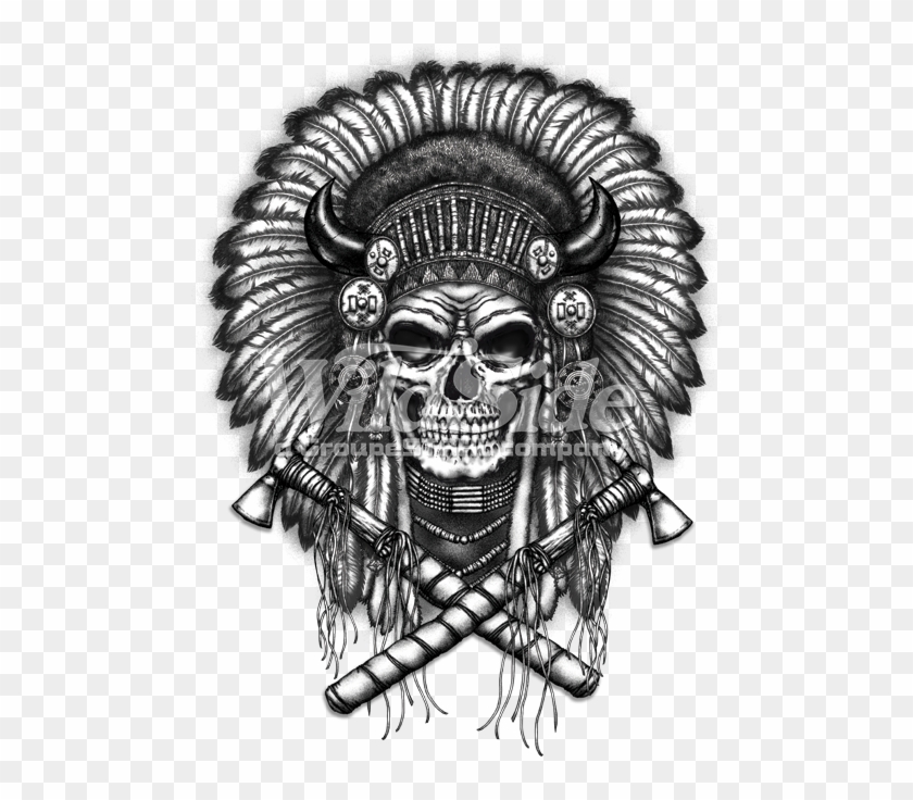 Indian Headress With Skull - Native American Chief Skull Clipart