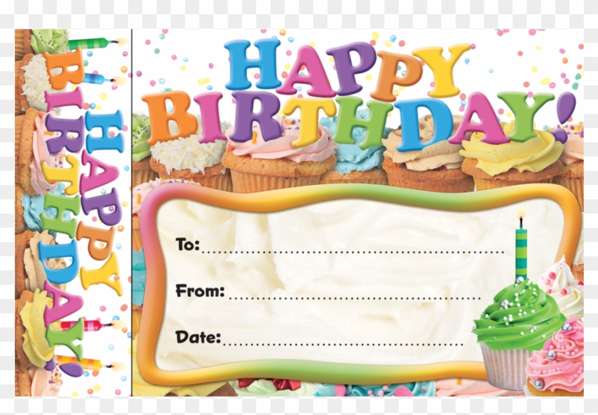 Tcr63024 Happy Birthday Cupcakes Bookmark Awards Image - Student Birthday Certificate With Bookmark Clipart