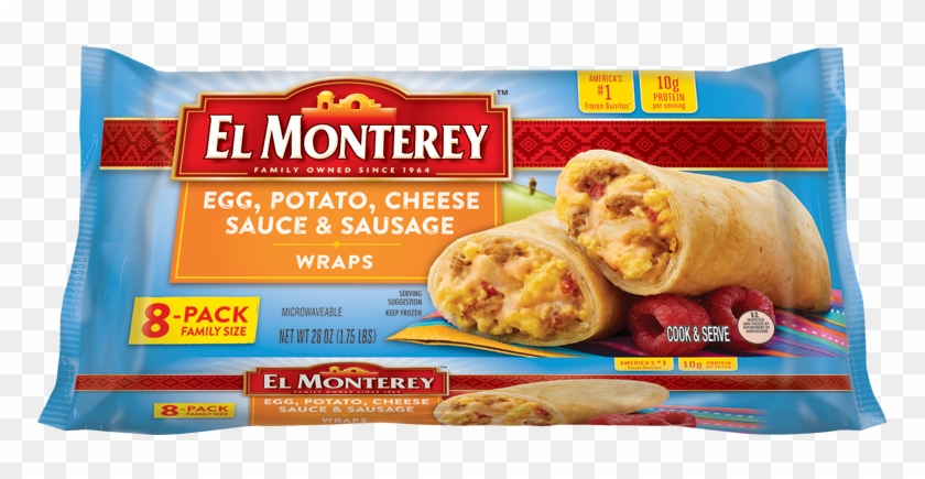 Egg, Potato, Sausage, & Cheese Wraps - El Monterey Breakfast Wraps Clipart
